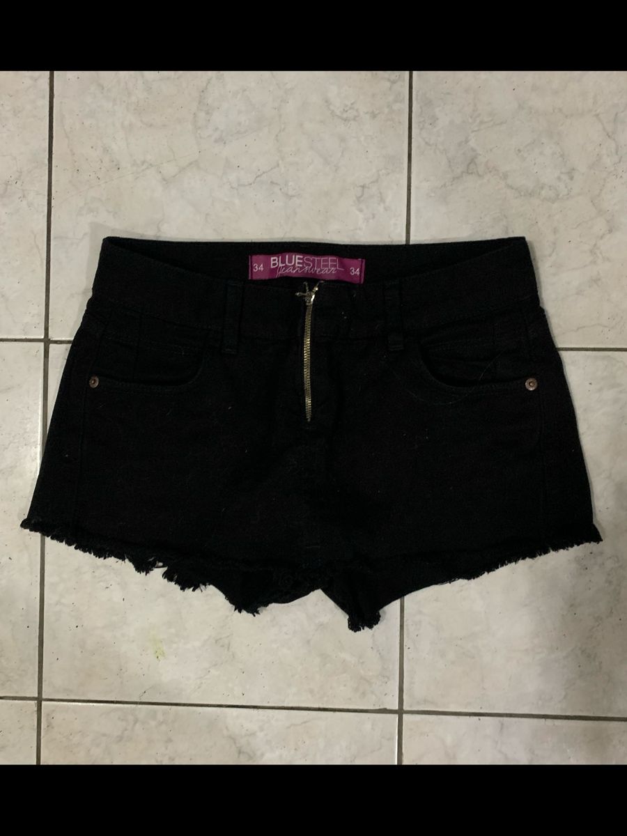 short saia preto jeans
