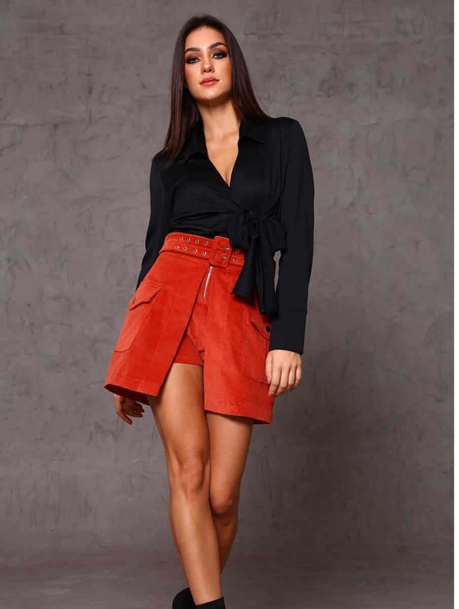 short saia veludo
