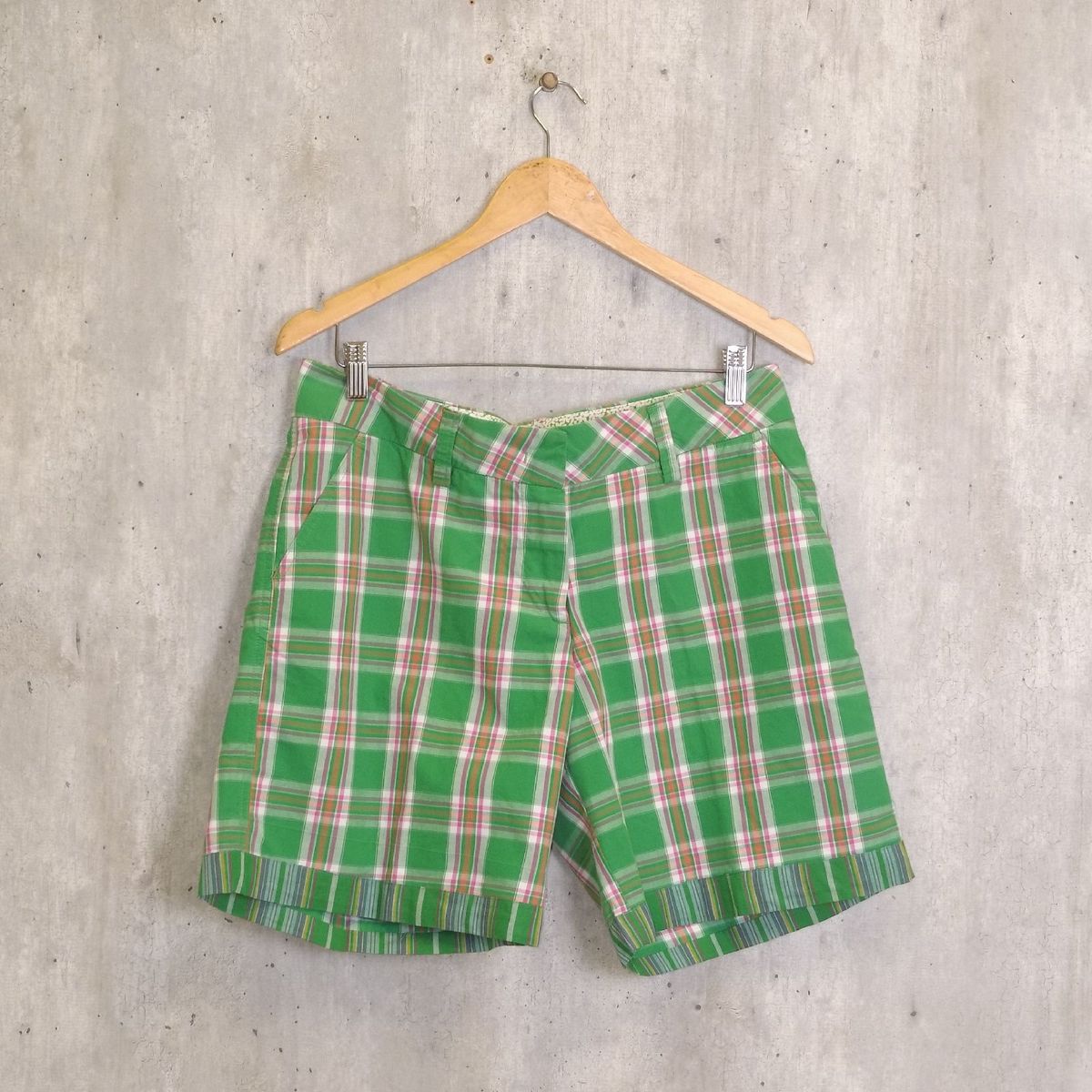 Short Verde Quadriculado Richards | Shorts Feminino Richards Usado ...