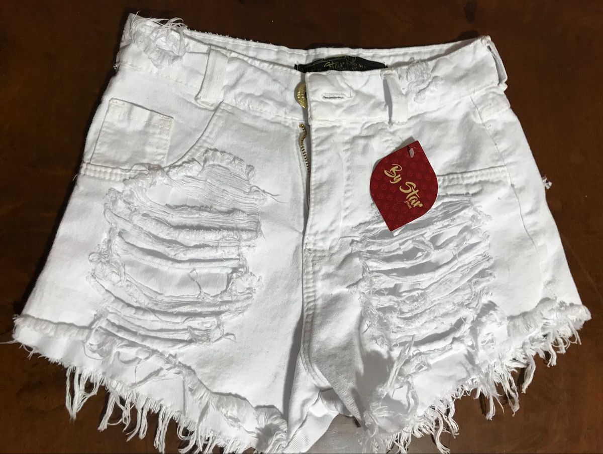 shorts branco desfiado