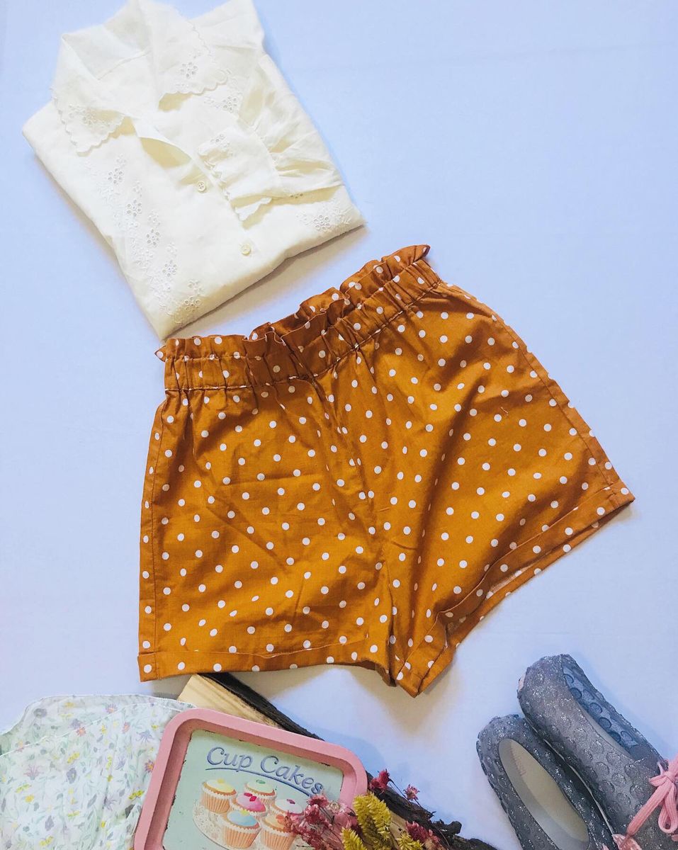 shorts de cotton cintura alta