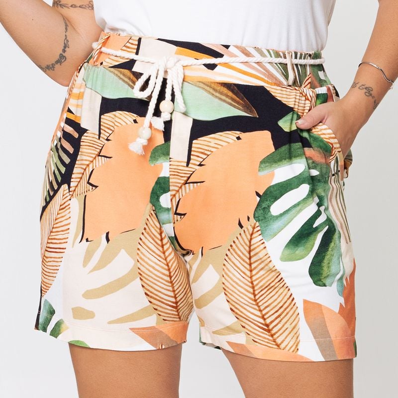 Short de malha cintura hot sale alta