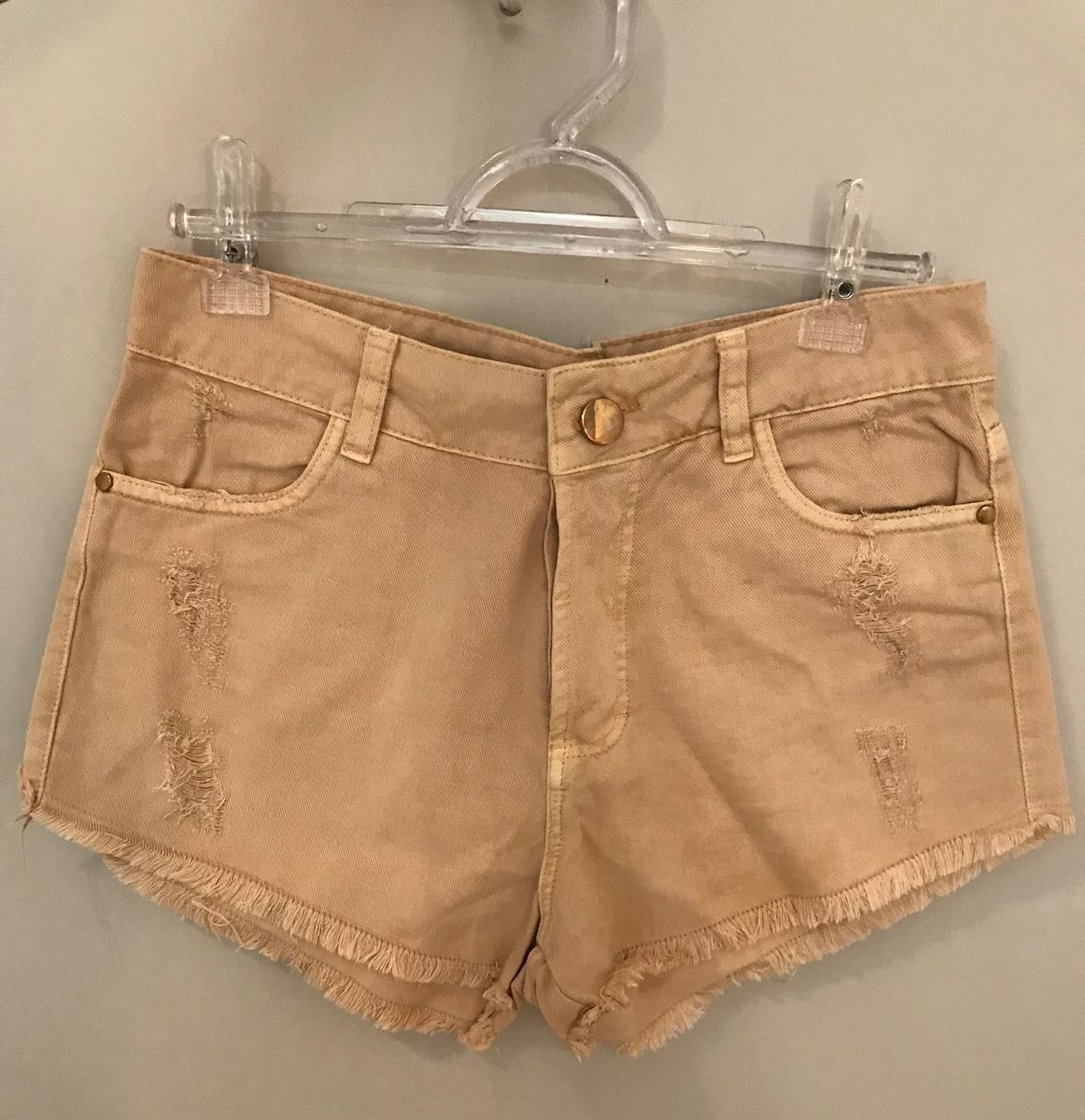 short bege feminino jeans