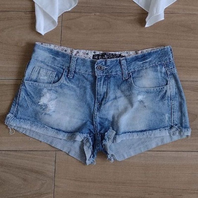 Shorts jeans feminino blue hot sale steel