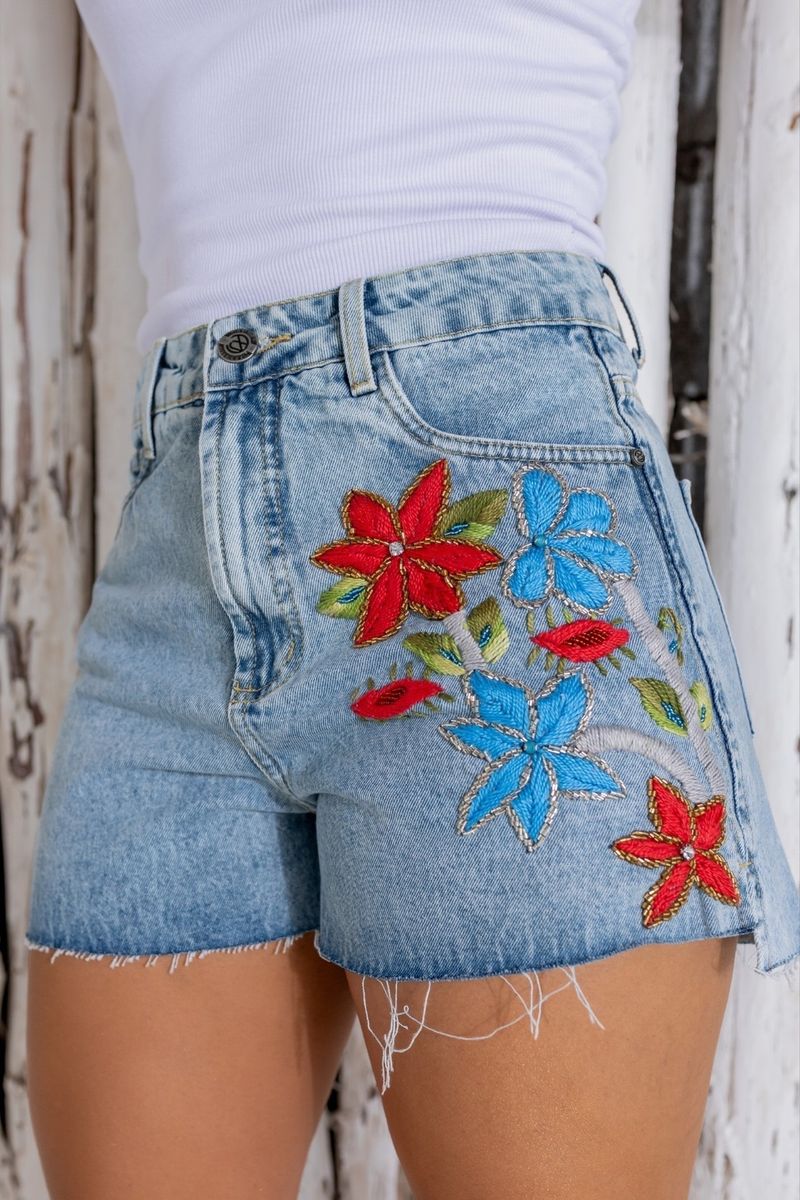 SHORTS JEANS BORDADO