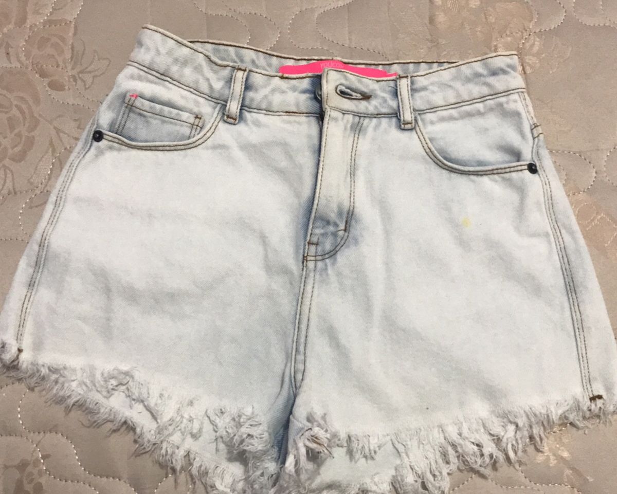 short branco cintura alta jeans