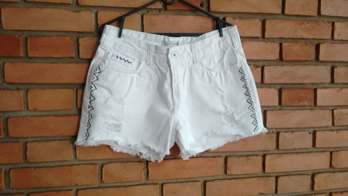 shorts jeans branco etnico - short ateen