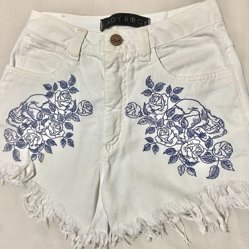 Short branco hot sale lady rock