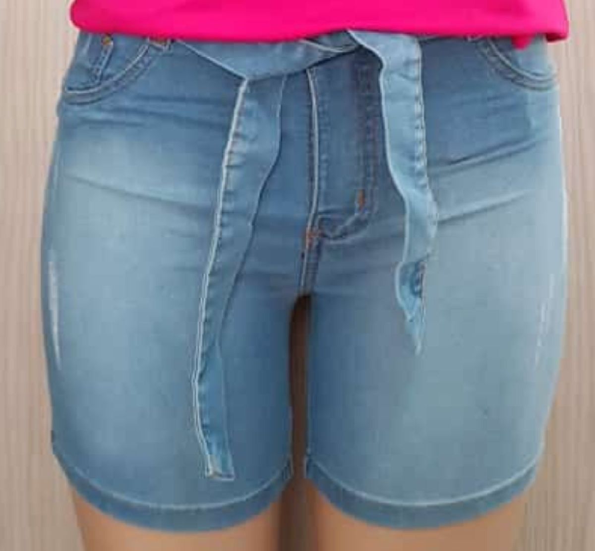 short de amarrar na cintura jeans