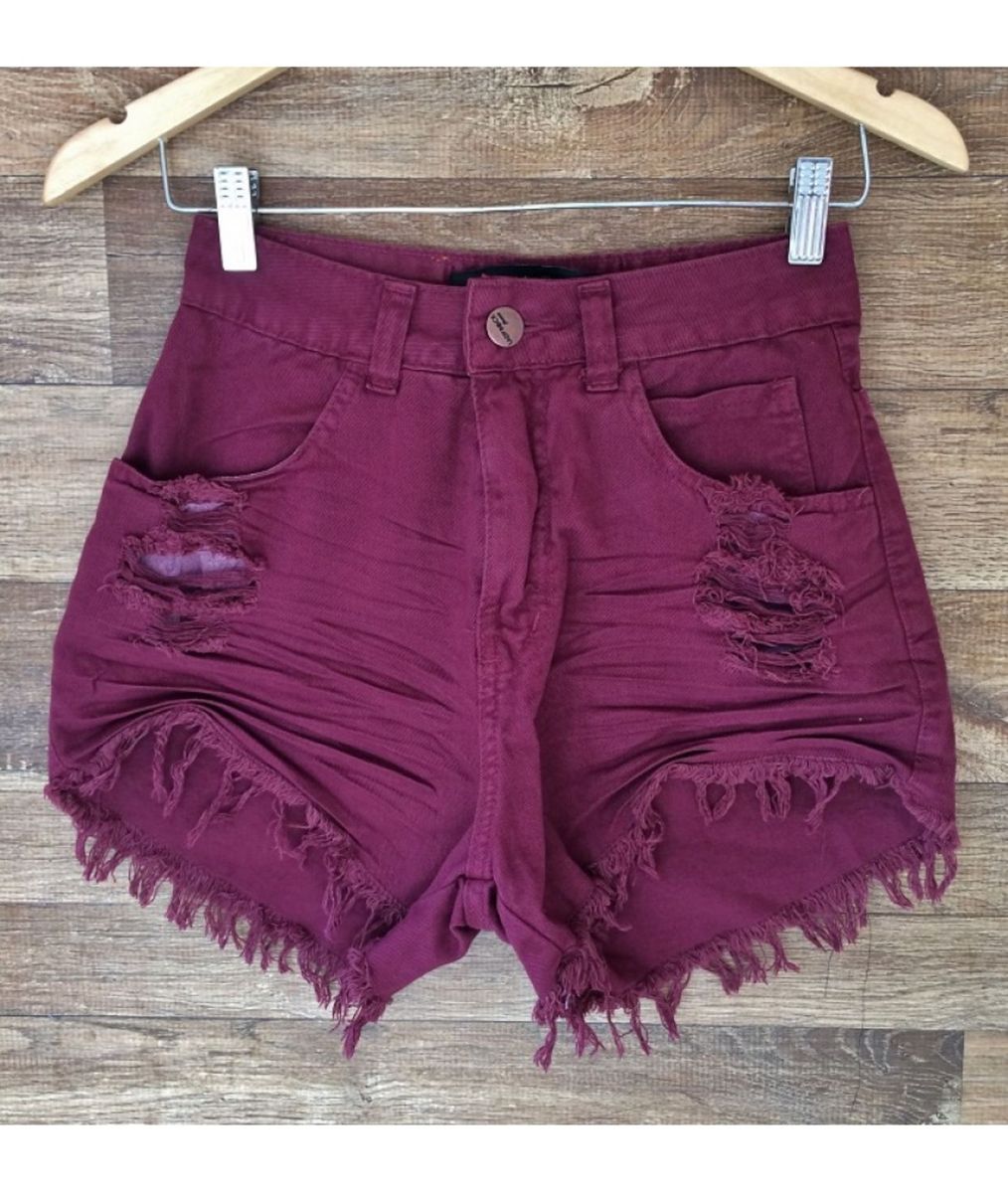 short jeans cor vinho