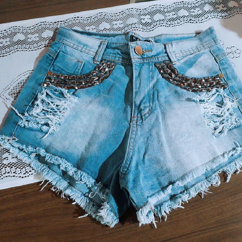 Short jeans sale com pedraria feminino