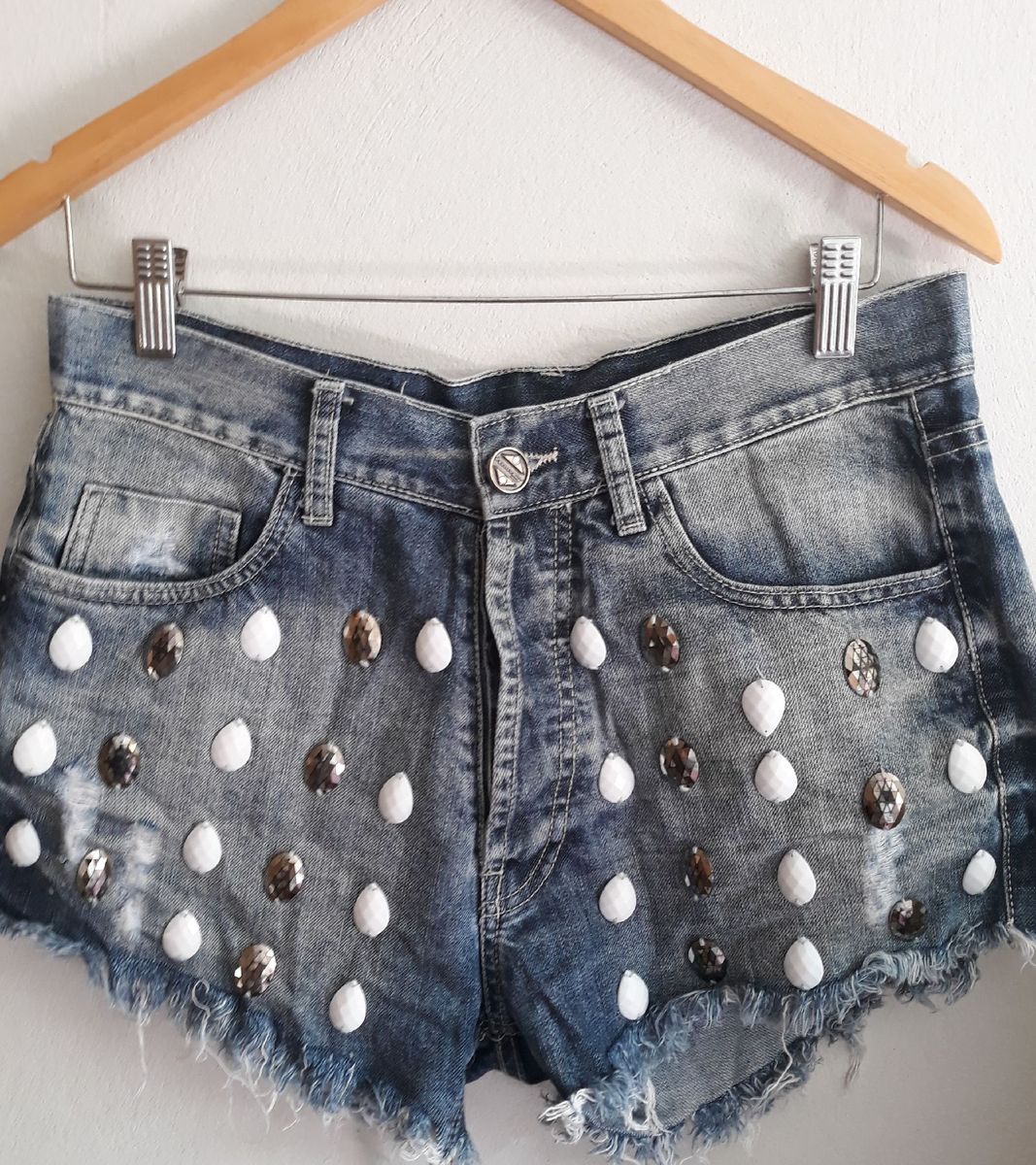 shorts jeans com pedraria