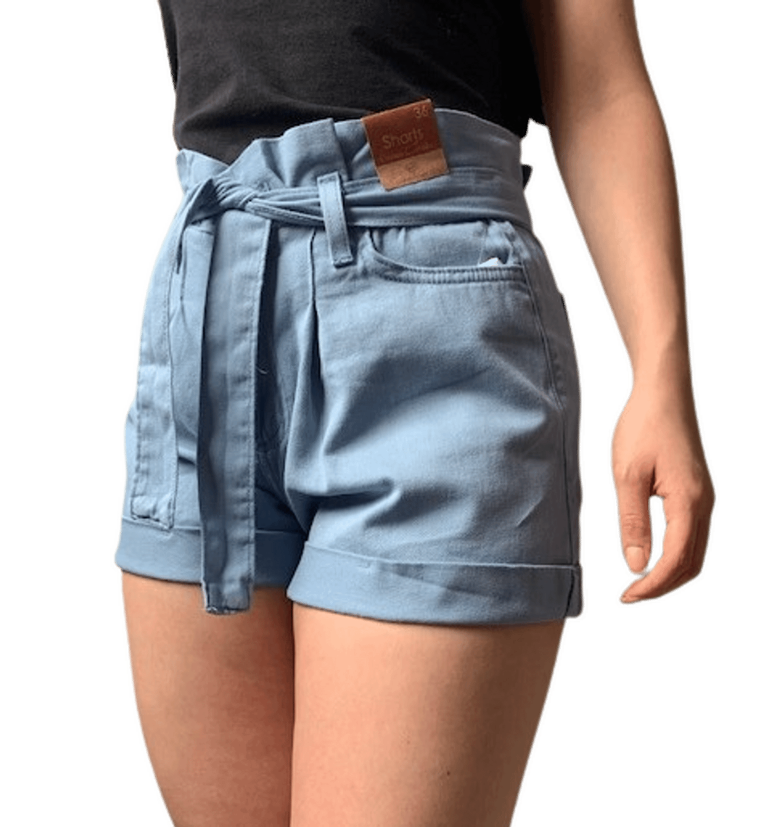 Short cintura alta hot sale com laço jeans