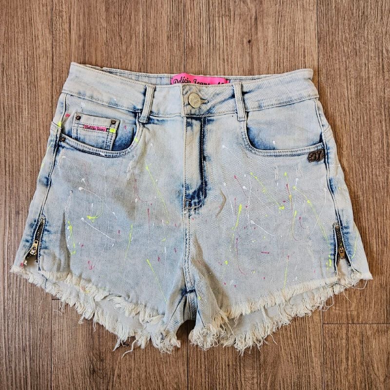 Short shops jeans neon feminino