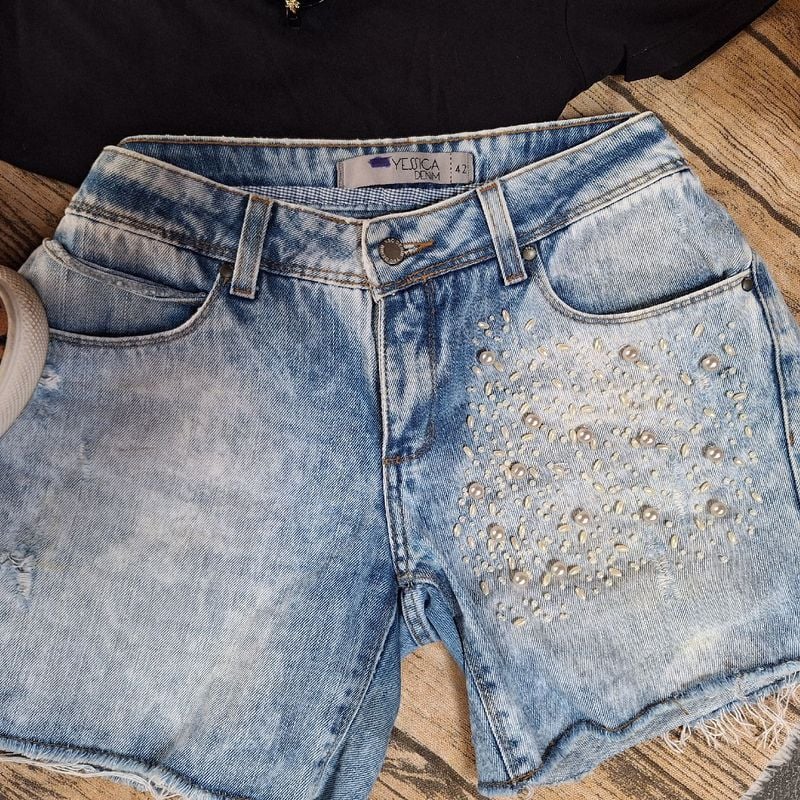 Short customizado hot sale com perola