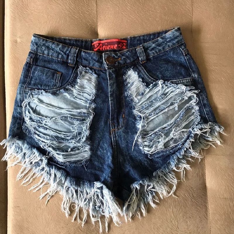 Shorts Jeans Feminino Bunny Rasgadinho Uelida Azul - Ane Jeans