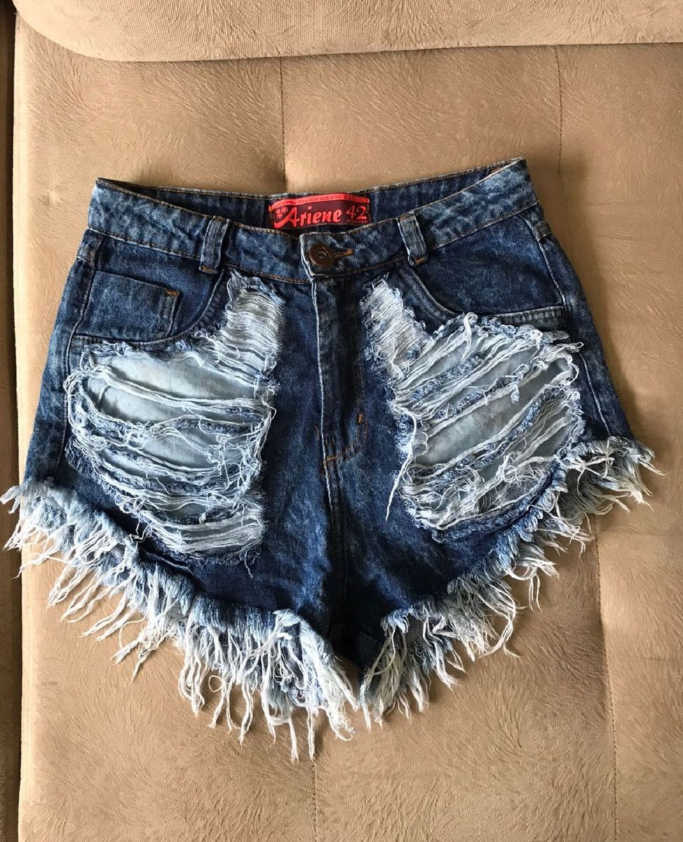 Short Feminino Jeans Short Curto Jeans Rasgado Feminino da Moda Sku 291124, Shorts Feminino Nunca Usado 84853660