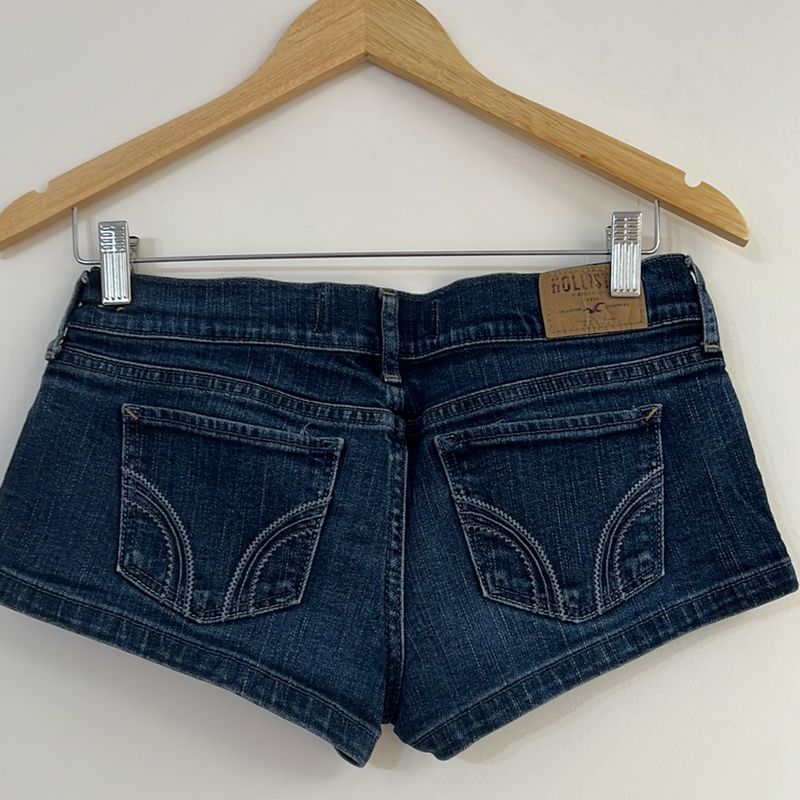 Short Azul Jeans Hollister, Shorts Feminino Hollister Usado 96330248