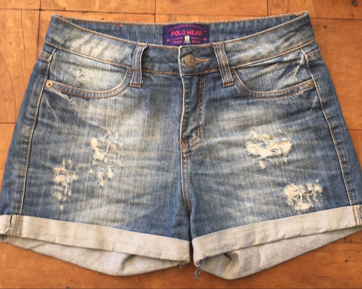 shorts jeans polo wear feminino