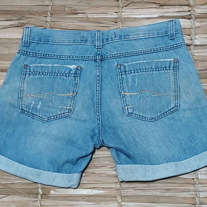 Short Jeans Guess Barra Dobrada Azul - Compre Agora