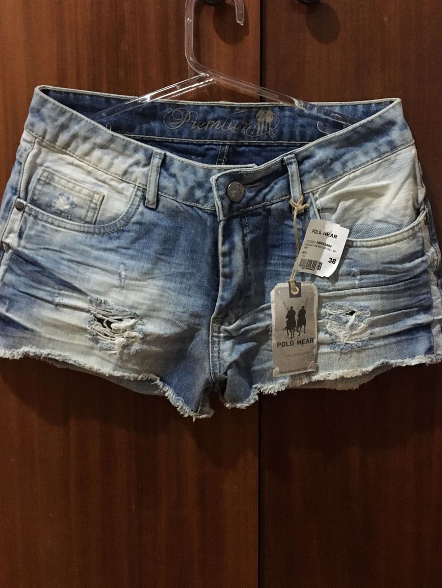 shorts jeans polo wear feminino