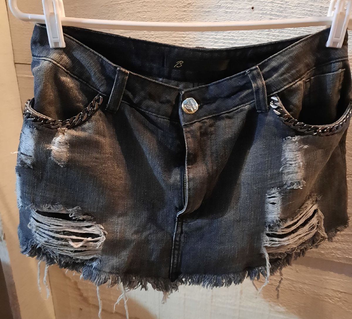 short saia jeans preto