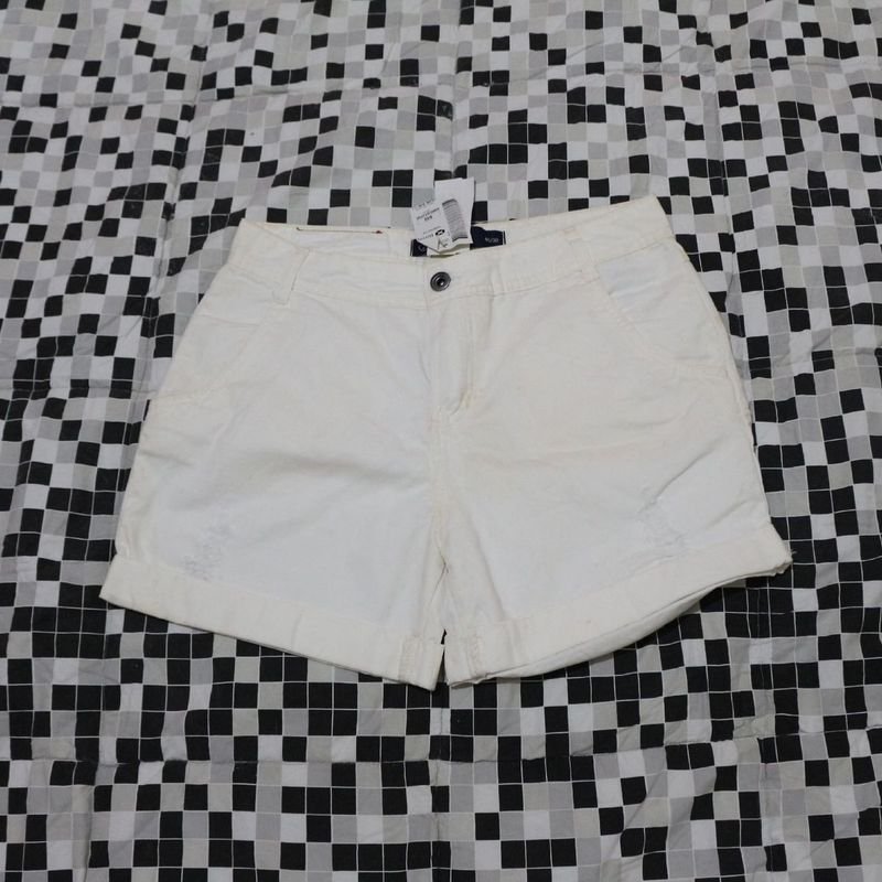 Shorts Sarja Cintura Alta Feminino Branco - Compre agora