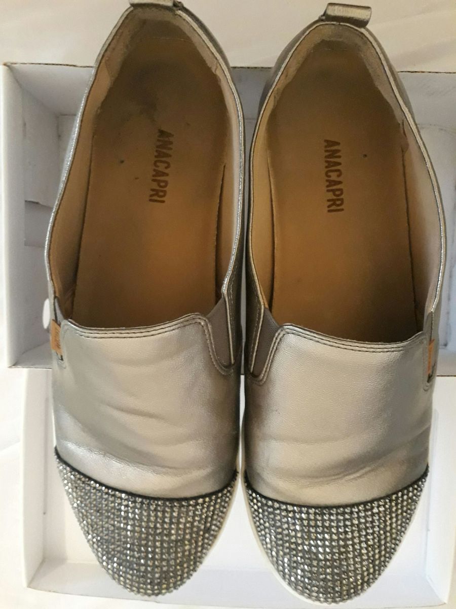 tênis slip on glam prata velho