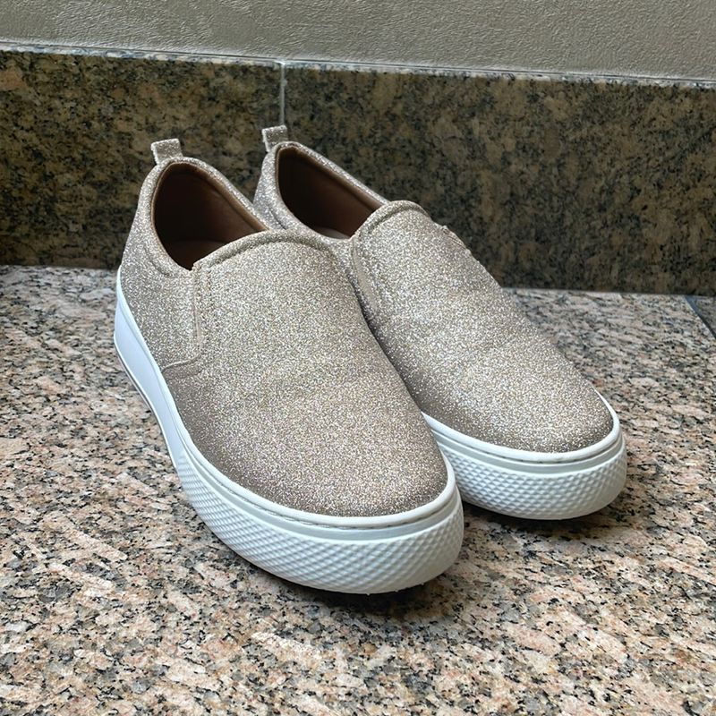 Slip On TÃªnis Corello Slip On Glitter Dourado Corello Tamanho 37