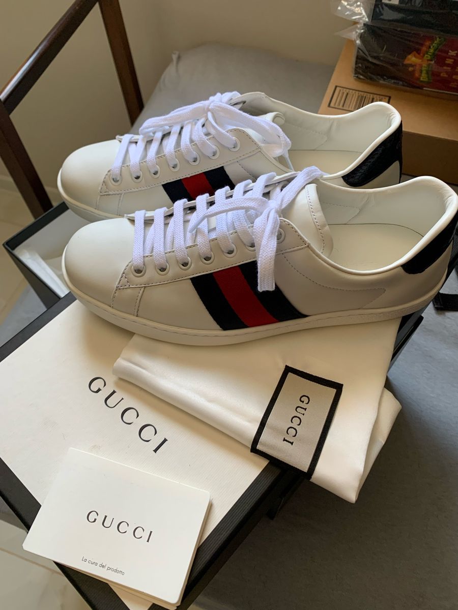 Sneaker Gucci Ace Leather | Tênis Masculino Gucci Usado 93321100