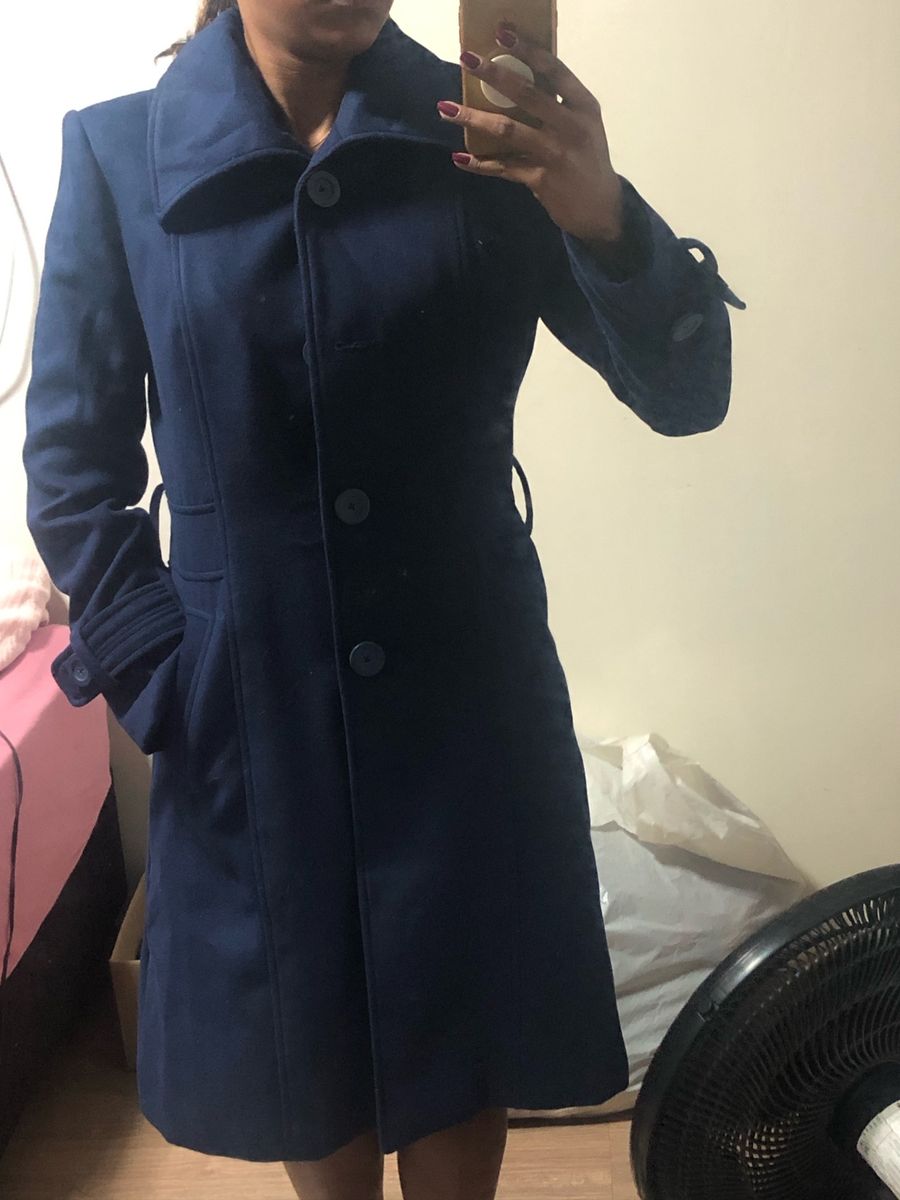 sobretudo feminino azul marinho