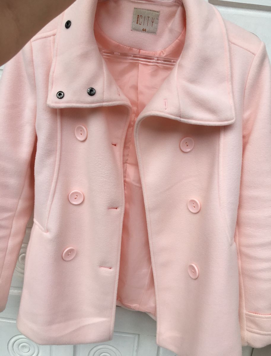 casaco de lã batido feminino rosa