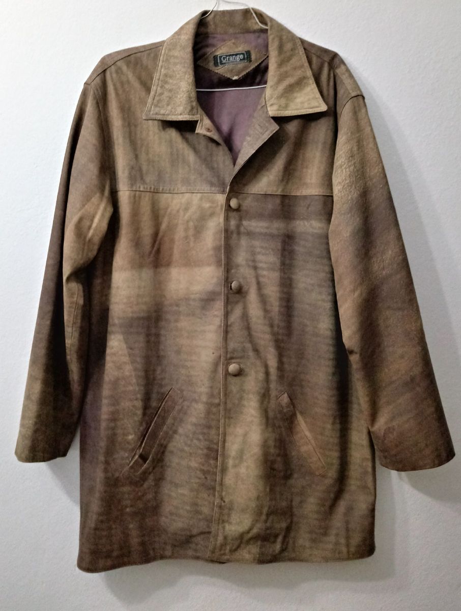 sobretudo masculino de couro