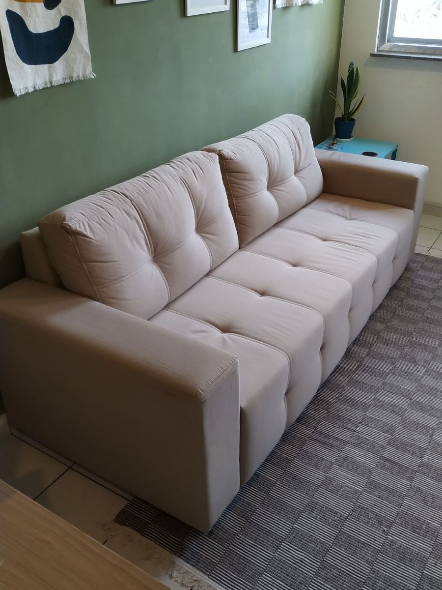 Sofá 3 Lugares em Linho Sofá Usado 73339566 enjoei