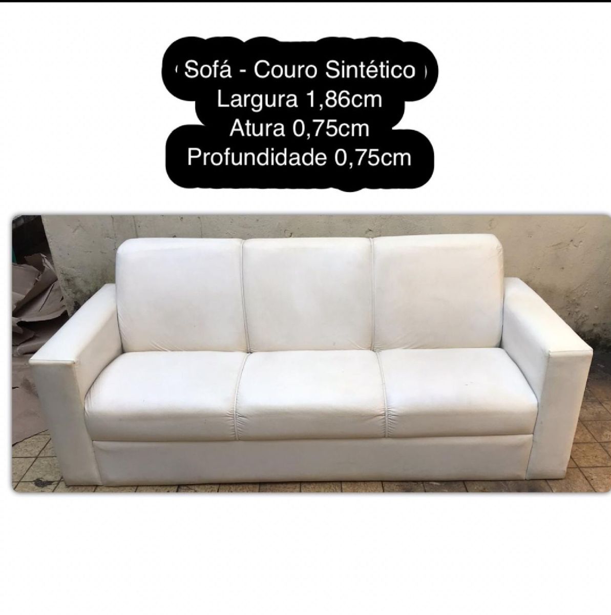 Sofá Branco Courino 3 Lugares com Detalhes Sofá Sofá Design Usado