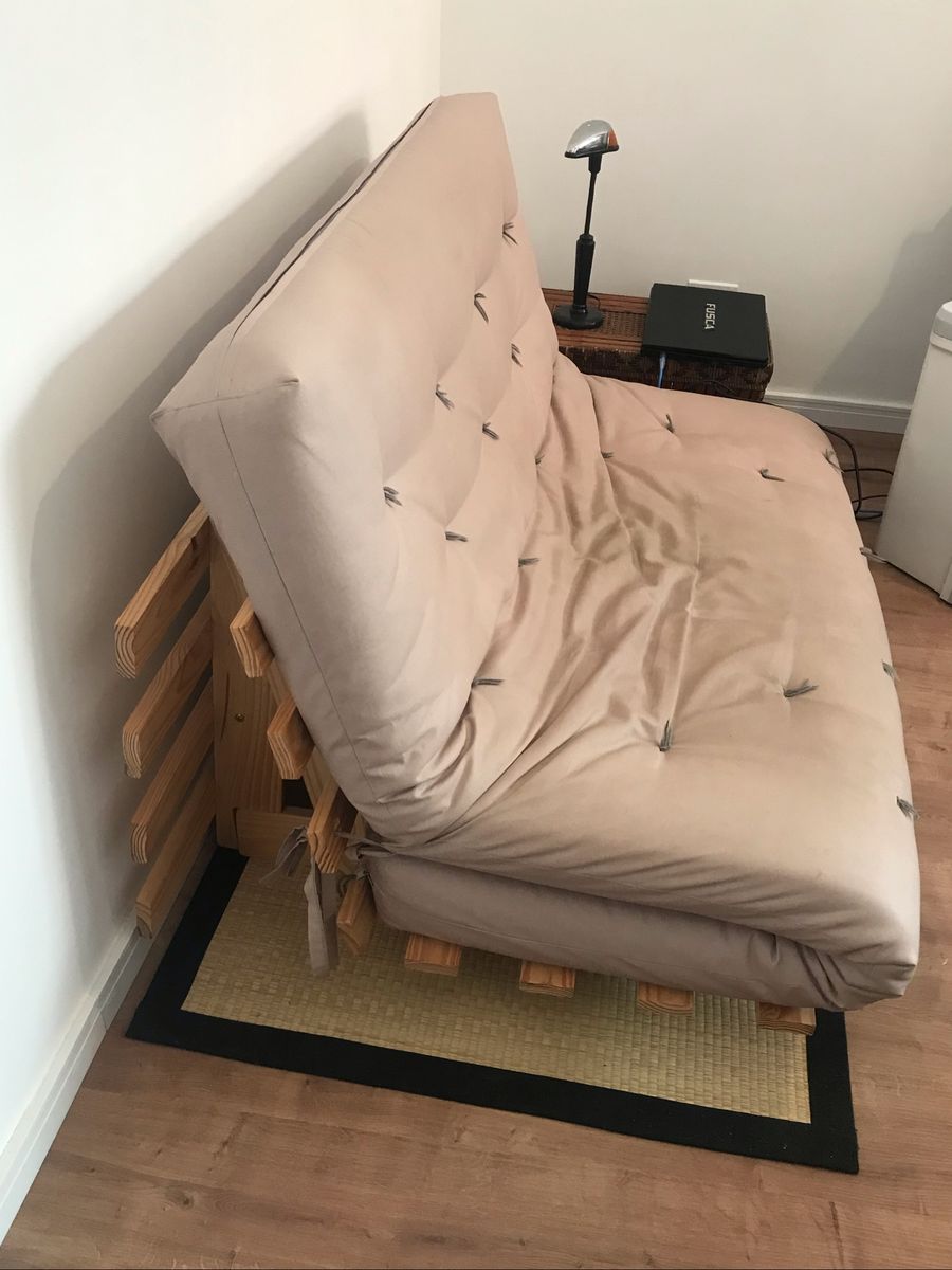Sofá Cama Futon com Estrado Madeira Tudo com Nf Sofá Usado 70680519