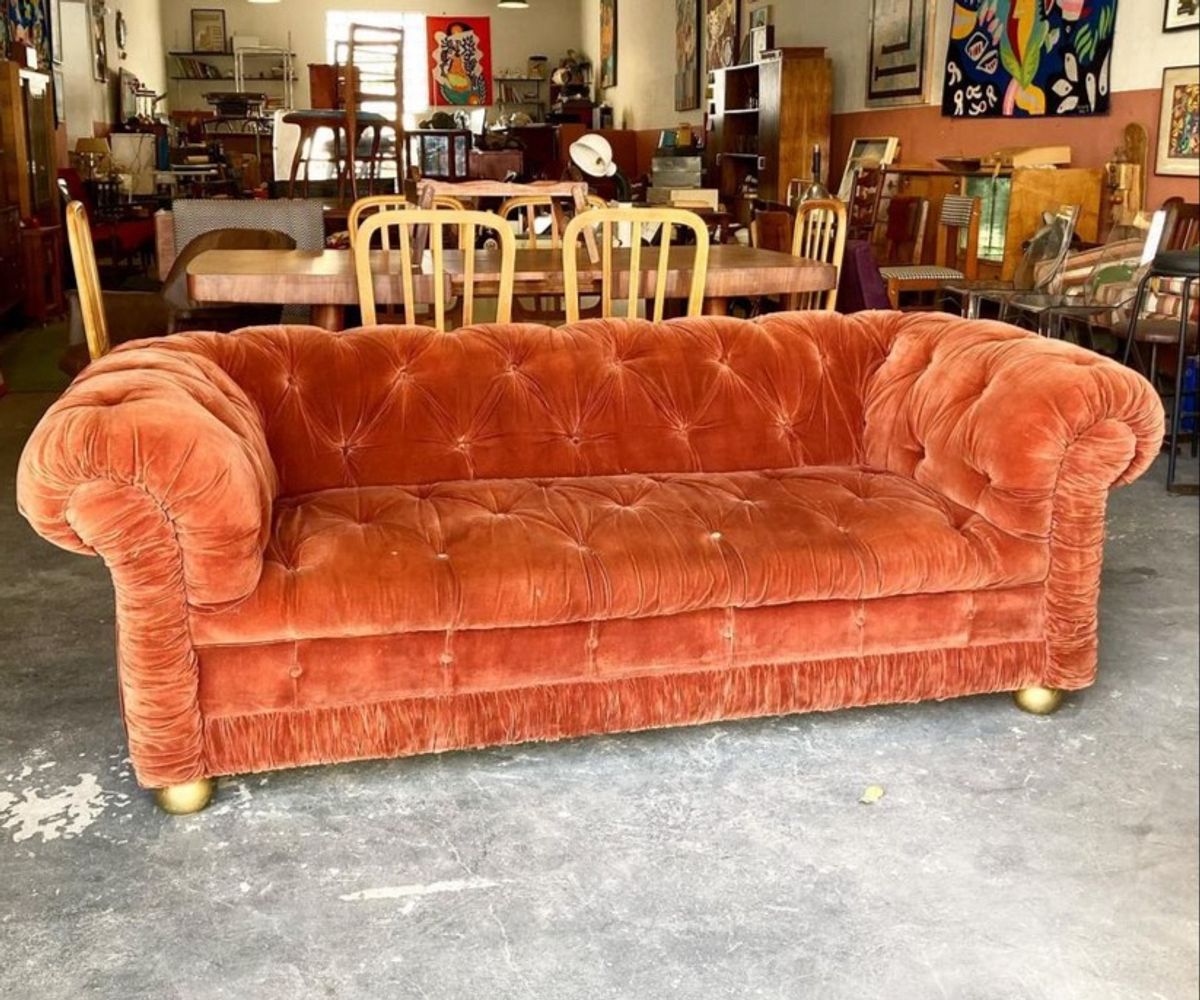 Sofá Chesterfield Veludo Vintage Sofá Chesterfield Usado 75808656