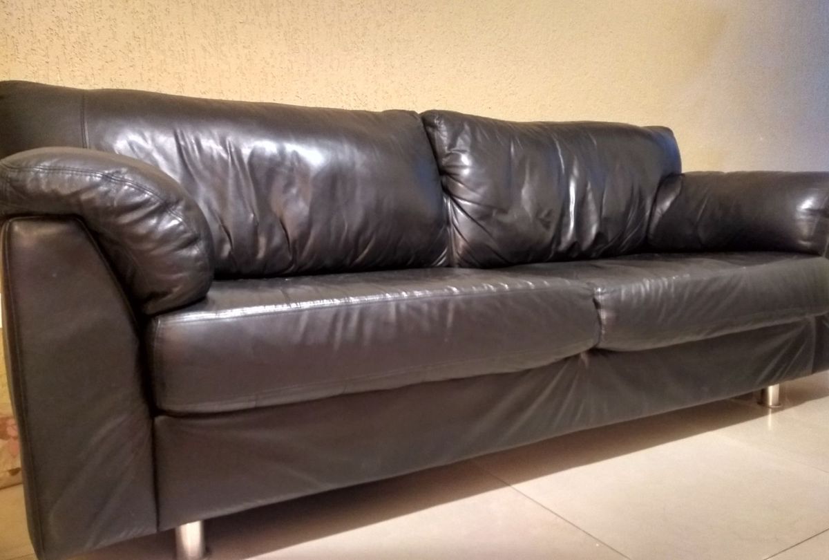 Sofá Couro Legítimo 3 Lugares Sofá Lar Center Usado 30820992 enjoei