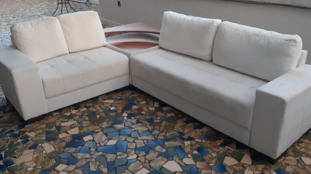 Sofá de Canto em L Branco Sofá Sofa Usado 50488345 enjoei