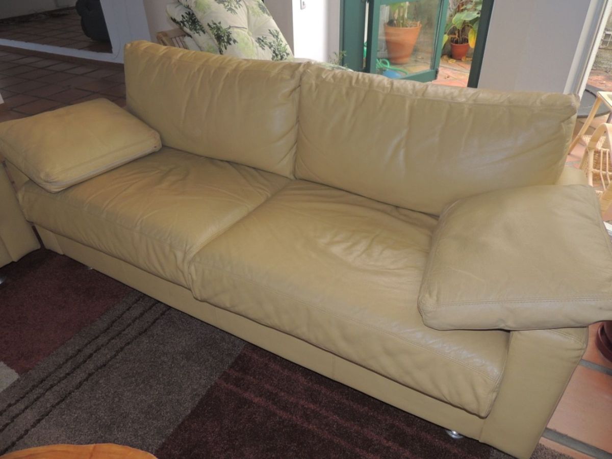 Sofá em Couro Legítimo 3 Lugares Sofá Usado 20133992 enjoei