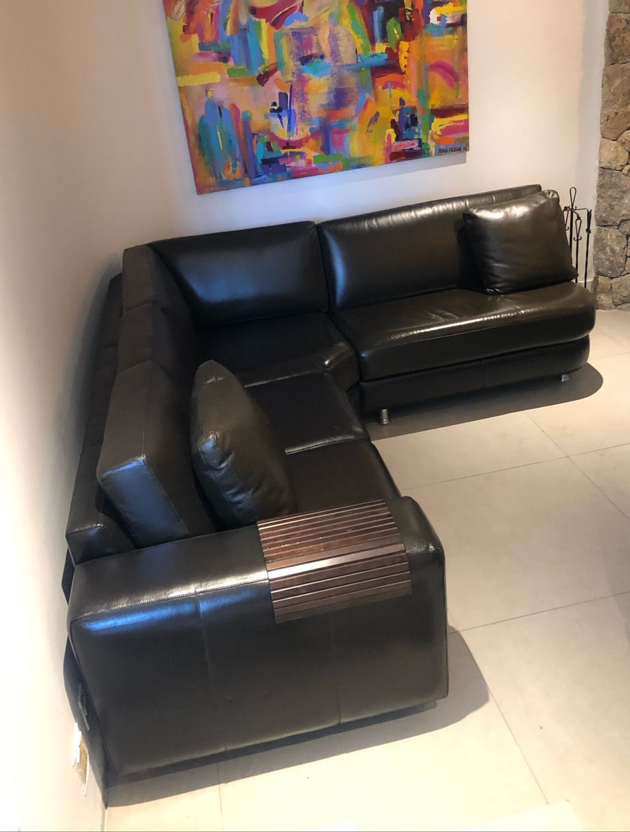 Sofá em L de Couro Marrom Sofá Usado 39491491 enjoei