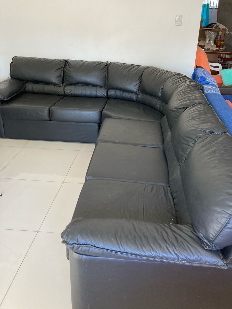 Sofa em L Preto Sofá Usado 72430995 enjoei