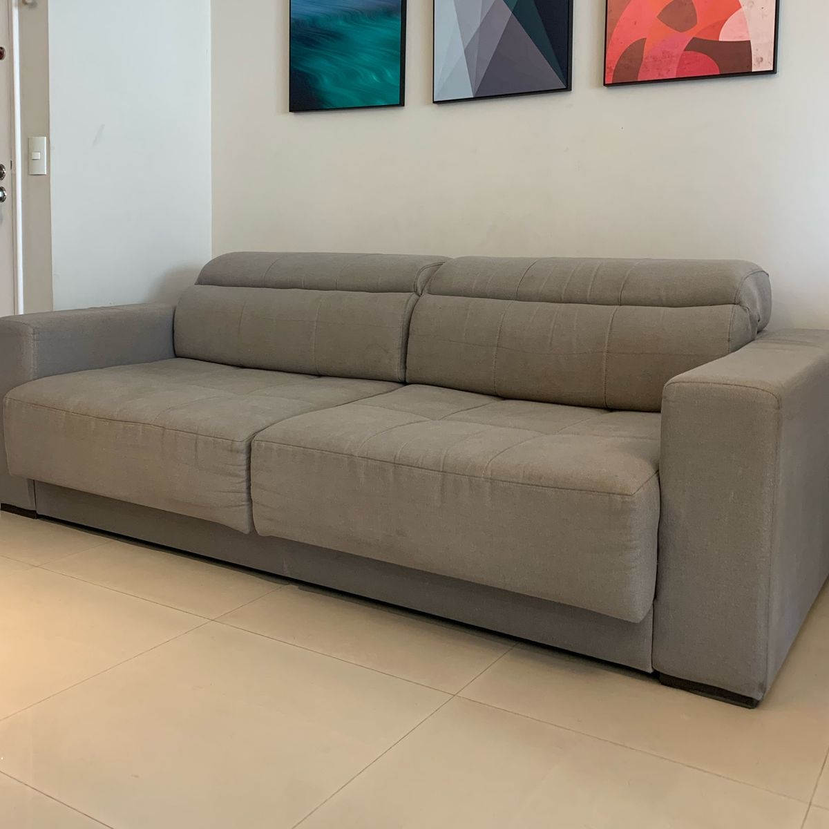 Sofá Líder Design K200 Linho Cinza Sofá Lider Usado 77526053 enjoei