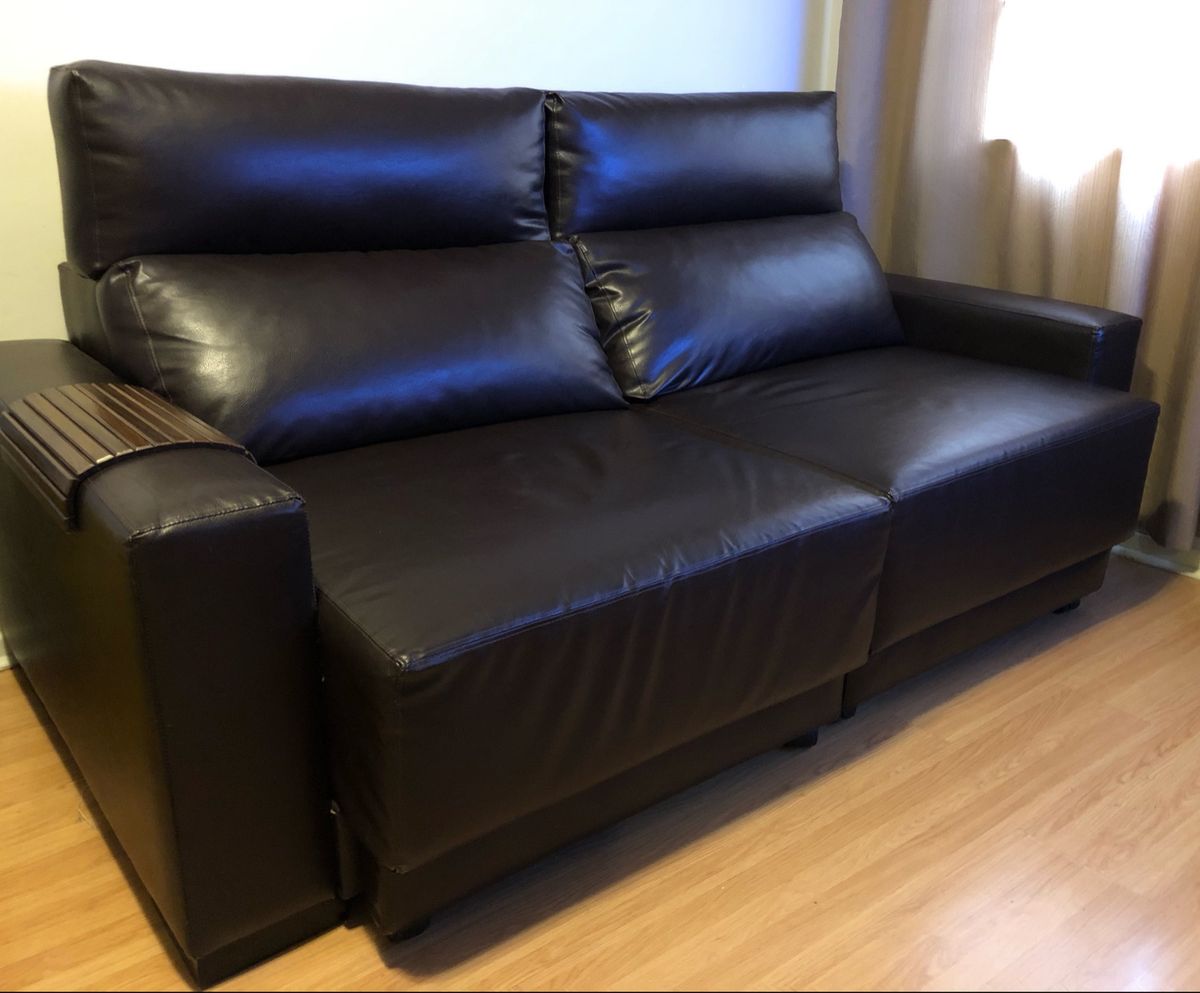 Sofá Marrom Corino Sofá Plenitude Sofas Usado 34605737 enjoei