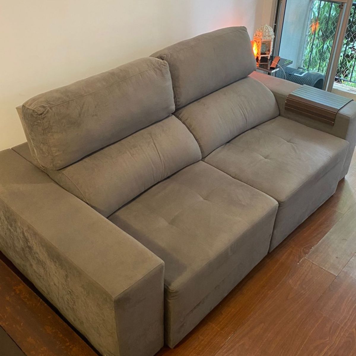 Sofá Retrátil Cinza Sofá Usado 77416749 enjoei