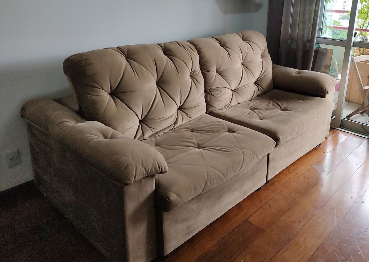 Sofá Retrátil e Reclinável em Suede Alto Padrão Sofá Usado 72145082