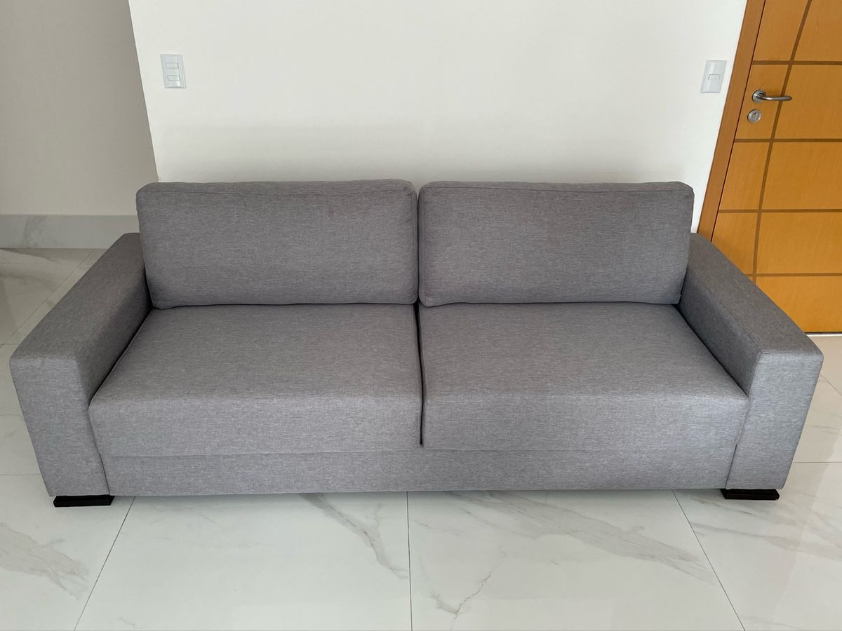 Sofa Retrátil em Linho Cinza Sofá Usado 75089256 enjoei