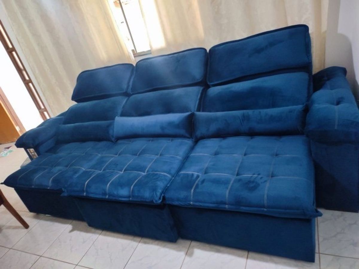 Sofá Retratil Reclinável 3 Lugares Sofá Usado 85178224 enjoei