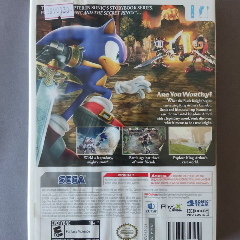 Jogo Sonic and the Black Knight - Wii