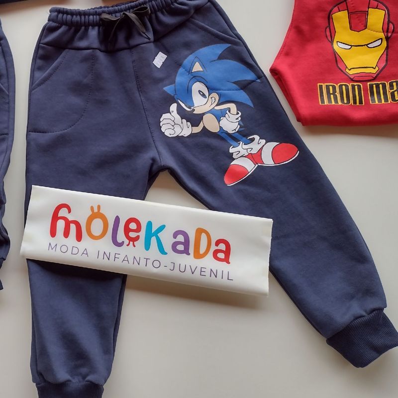 Conjunto Infantil Masculino Sonic Verão Juvenil Linha Top